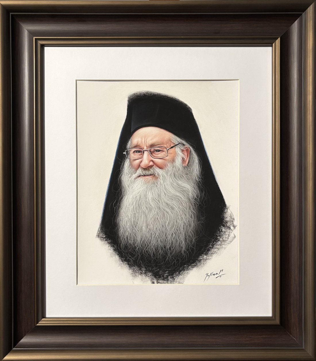 Pr. Justin Pârvu — pastel uscat pe hârtie, Iulian Cetanas